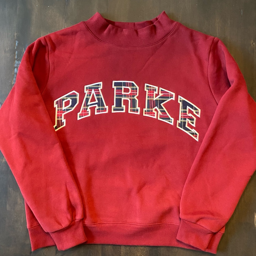 Parke dark red plaid mock neck sweatshirt-NEW-S/M